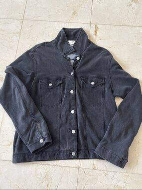 Z Supply Washed Black Cotton Knit Jean Jacket
